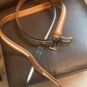 2 Mens Johnston and Murphy belts - 1-navy 1-brown